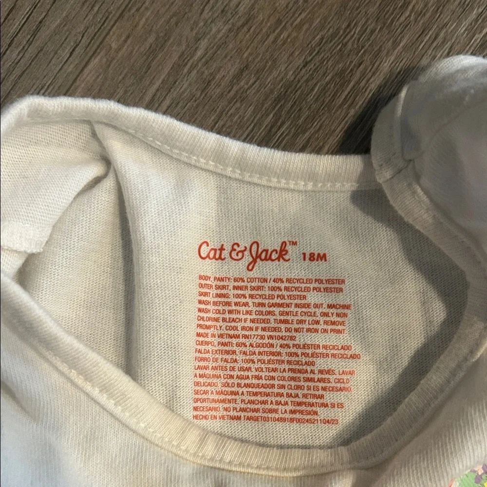 Cat & Jack Cream‎ Baby Dress with Pink and Yellow Toulle Size 18 months